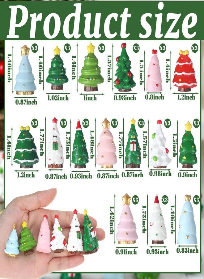 Fourluoo 48 Pcs Mini Resin Christmas Trees Figurines Miniature Christmas Figures for Crafts Small Pine Tree Ornaments Tiny Landscape Figures for Xmas DIY Craft Fairy Garden Table Vase Decor - Image 3